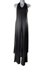 Vintage Black Halter Jumpsuit Chiffon Overlay Skirt Open Back Design Size 7 Glam