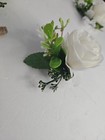 Artificial Set Of 3 Ivory Rose Boutonniere Twine Wrapped Stem For Groomsmen