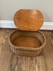 Vintage Wooden And Wicker Sewing Basket