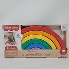 Fisher-price Wood Toddler Toy Stacking Rainbow 6 Colorful Wooden Pieces New
