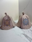 Set 2 Sauna Hat Natural Wool Felt Cap Bath House Kit Schapka Gift Saunahut
