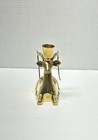 Vtg Brass Christmas Reindeer Candle Stick Holder Made In India