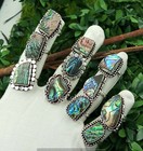 Superb Abalone Shell Gemstone 925 Sterling Silver Plated Wholesale  Rings Lot