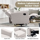 Modern Beige Upholstered Rocker Nursery Chair-plush Seating Glider  Swivel Re   