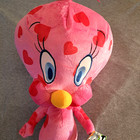 Nanco Looney Tunes Tweety Bird Plush Large 18  Pink Red Hearts Stuffed Animal