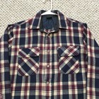 Vintage 90s Plaid Flannel Jacket Shirt Mens M Navy Red Pockets Warm Casual