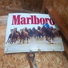 Vintage Marlboro Cigarette Embossed Metal Advertising Sign - Marlboro Man horses