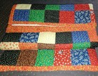 Vintage 52  X 86  Gingham Patchwork Quilt Hand Quilted And Stitched 1960s