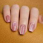Short Square Pink Glitter Press On Nails Natural Glossy Fake Nails Reusable