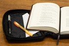 Soft Black Embossed Cross With Front Pocket Leather Look Bible Cover With Han   
