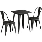 23 5   Square Black Metal Restaurant Table Set With 2 Chairs For Outdoor Use