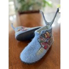Wool Slippers Handmade Felted Floral Accents Unique Cozy Shoes Kid Size 12