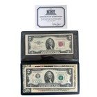 Red   Green Seal  2 Bills 2pc Bank Note Collectible Set