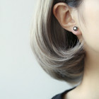 Women Men 7mm Retro Black Onyx Cz 925 Sterling Silver Plated Stud Earrings A5