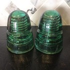 2 Vintage Star Green Glass Insulator