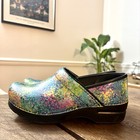 Dansko Xp 2 0 Black Speckled Paint Watercolor Patent Clog Women Nurse Shoes 39