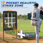 9 Pocket Baseball Pitching Net Adjustable Height Portable Carry Bag   Stakes