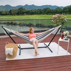Hamaca Doble Con Soporte Incluido Soporte De Acero De Capacidad 450lb