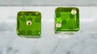 Vintage Translucent Green Dice Pair White Pips 15 5mm Acrylic Mid Century Style
