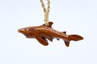 Hawaiian Koa Wood Shark   Mano Necklace - Hand Carved Genuine Koa  Polynesian