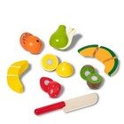 Melissa   Doug Cutting Fruit Set - Wooden Play Food Kitchen Accessory  Multi