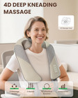 Cordless Neck Massager With Heat  Deep Shiatsu Back Pain Relief Pillow