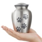 Pet Urn For Dog   Cat Ashes - Cremation Memorial Small Silver Urn To 35 Lbs