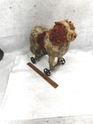 Antique Steiff Early Dog wheels Spaniel 14 In Mohair Straw White Rust Original 