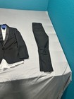 Perry Ellis Boy Full Suit tuxedo Black 8 Wedding ring Bearer formal