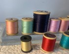Vintage Sewing Thread Wood Spools Set Of 9 