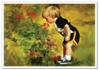 Lovely Children-flowers Of Life Pretty Baby Boy Kids Art New Modern Postcard