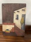 Mexican Folk Art Painted Carved Wood Wall Hanging  Signed Dorothy Ramsey  8   x 11