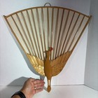 Vintage Chinese Bamboo Peacock Fan Wall Art Hanging Asian Wood Bird Decor