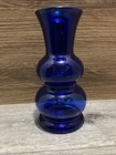 Set Of Two Cobalt Blue Vintage Art Glass Bubble Vase 8 5  Tall