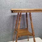 Antique English Victorian Bobbin Turned Wood Parlor Accent Plant Table Two-tier