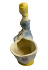 Vintage Lady Figurine Planter Vase Blue Dress Victorian Woman Ceramic 6 5  X 4 5