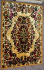 70s Italian Crushed Velvet Tapestry Rug Floral Gold Fringe Mcm Boho