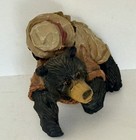 Black Bear Figurine Camping Hiking With Backpack Rustic Wildlife Cabin Decor