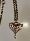 Edwardian Era Antique Art Nouveau Necklace pendant With An Amethyst Pendant 9ct