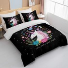 3 Piece Unicorn Twin Duvet Cover Set Cartoon Unicorn Flower Bedding Set Pink