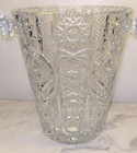 Vintage Bohemia Lead Crystal Ice Bucket Heavy  8 1 2  H 7 1 2  Wide