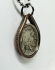 Teardrop  Pendant Made From Buffalo Nickle   Us Quarter Coin Ring 24 In Chain