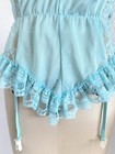 Vintage Nan Flower Turquoise Womens S m Satin Lace Garters Pinup Lingerie
