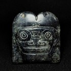 3 Inch Chinese Hongshan Culture Black Magnet Jade Carving Beast Face Pendant