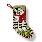Vintage Tabby Cat Needlepoint Christmas Stocking Handmade 18 In