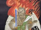 Y8720 Kakejiku Buddhist Painting Karasu Tengu Fox Japan Antique Hanging Scroll