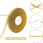 50 Yards Gold Glitter Ribbon 3 8 Inch  Sparkly Thin Solid Fabric Ribbon For Gift