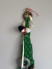 Vintage 6ft Green Macrame Christmas Tree W  37 Ornaments Handmade Macrame