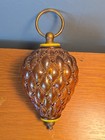Vintage Mcm Amber Mottled Glass Hanging Swag Lamp Accessory