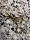 Vintage German Stork Shape Metal Embroidery Scissors 1  Blade Gold Tone